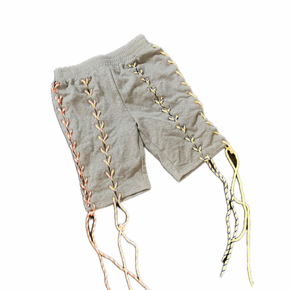 AKIRA GRAY MULTICOLOR STRING LACE UP SHORTS